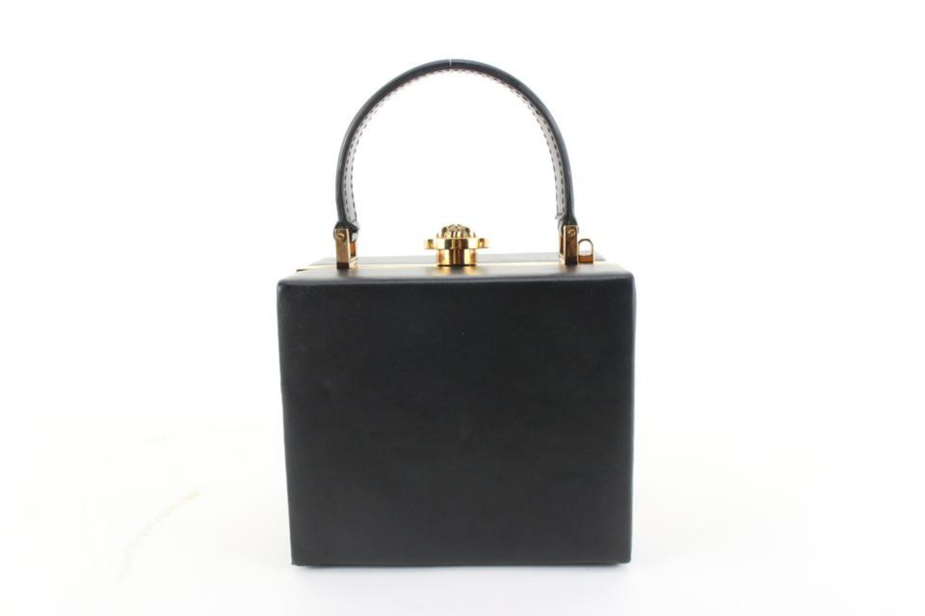 Women's Versace Black Leather Virtus Vanity Box Bag 87v629s