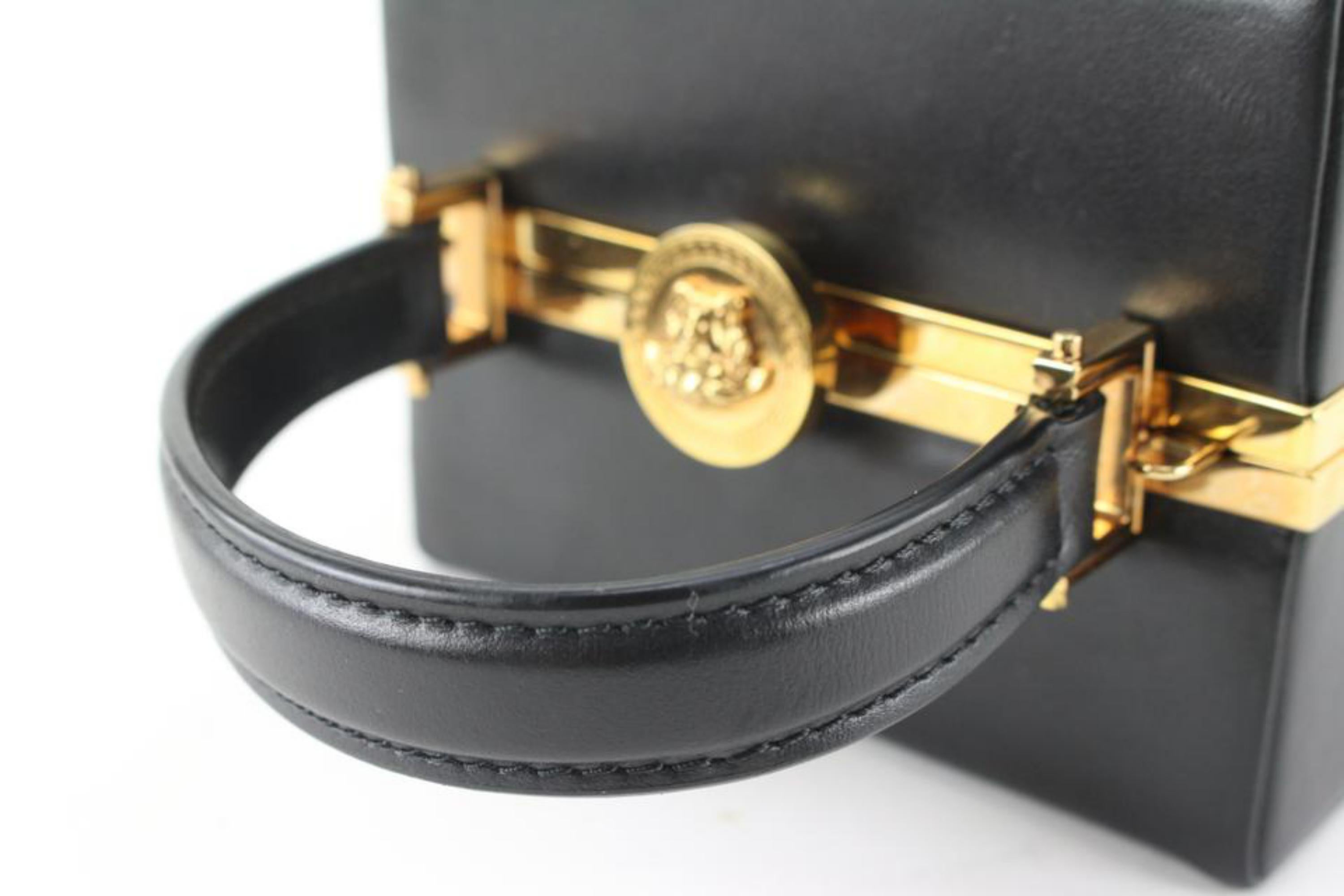 Versace Black Leather Virtus Vanity Box Bag 87v629s 1