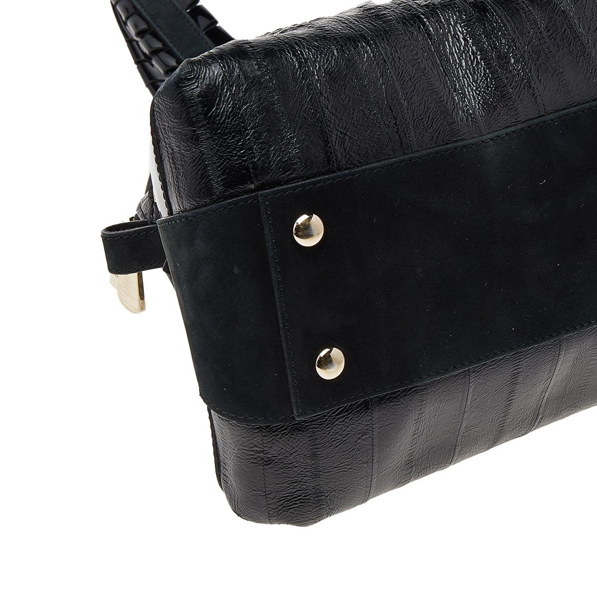 Versace Black Leather Zip Satchel 1