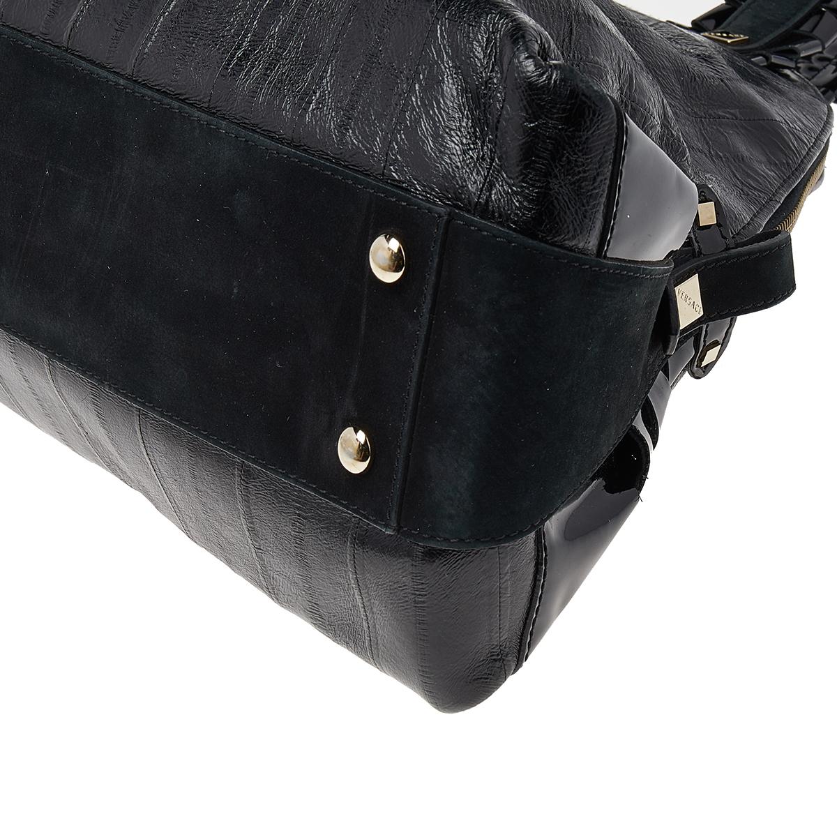 Versace Black Leather Zip Satchel 2