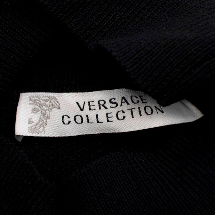 Women's Versace Black Leopard Print Jacquard High Neck Dress - Size US 4