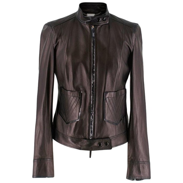 Versace Black Lightweight Leather Jacket S 40 For Sale at 1stdibs
