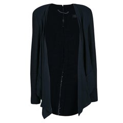 Versace Black Linen Blend Hook Detail Long Sleeve Open Front Jacket M