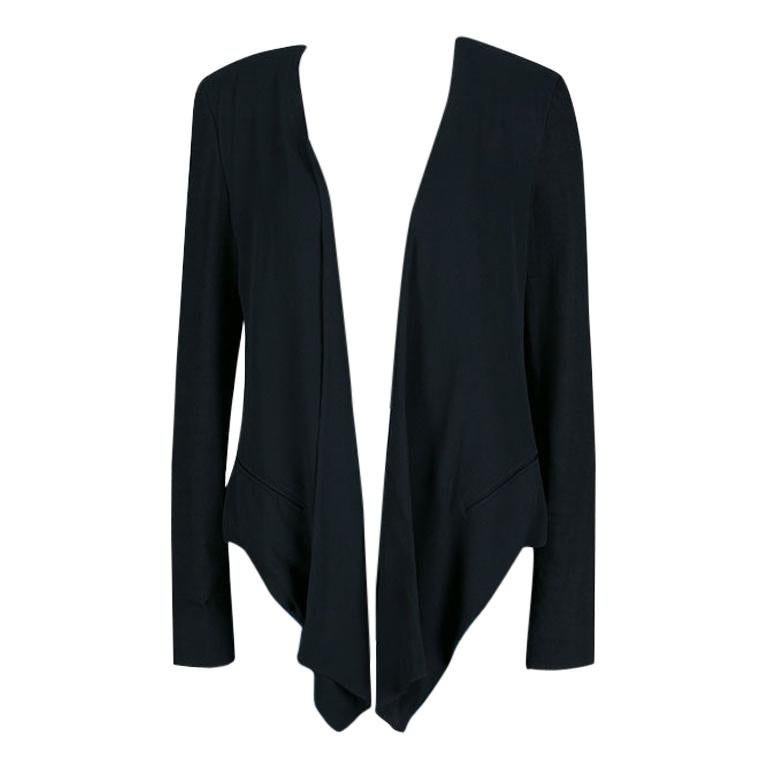 Versace Black Linen Blend Hook Detail Long Sleeve Open Front Jacket M ...
