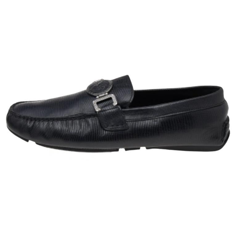 Versace Mocassins à enfiler en cuir de lézard noir Medusa Taille 41