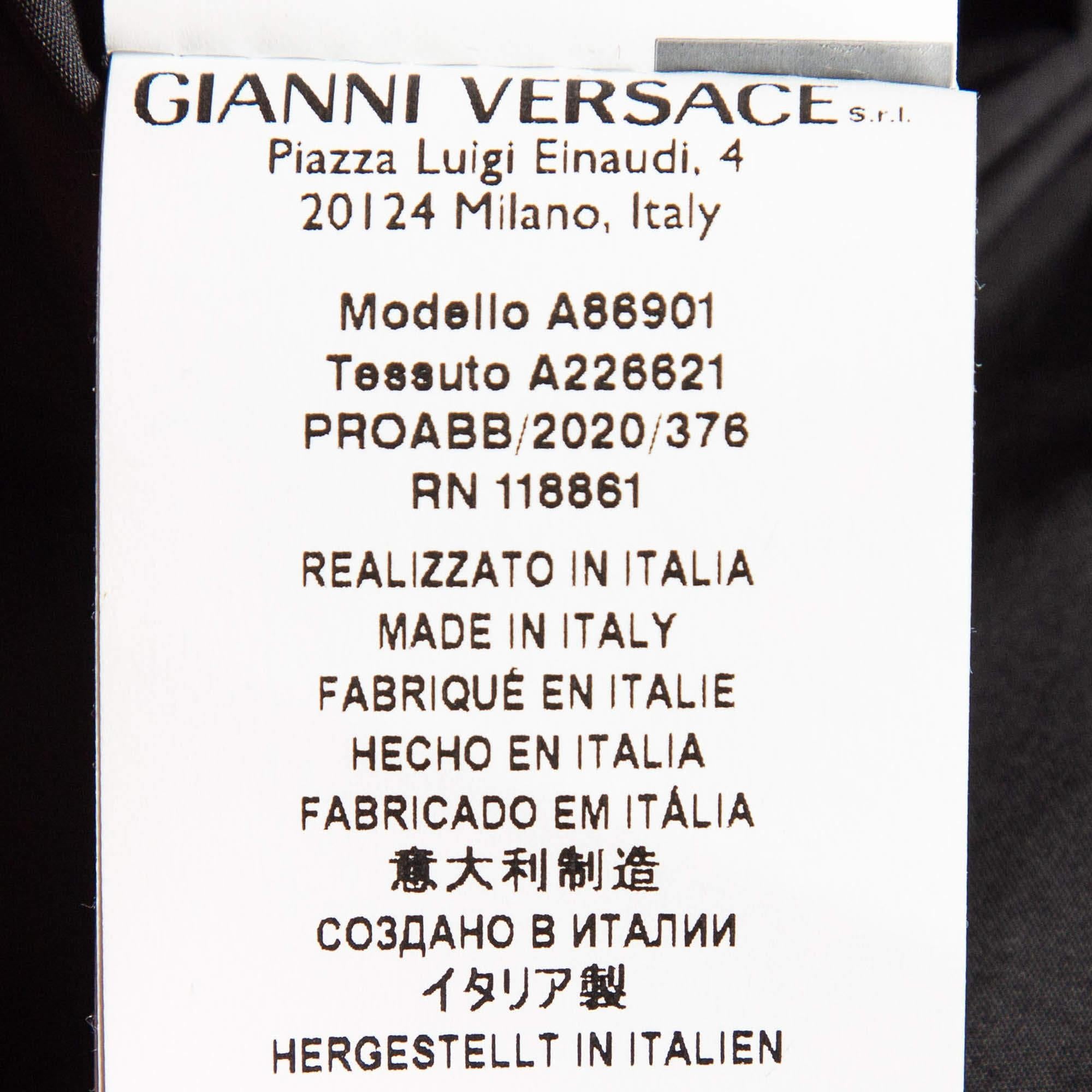 Versace Black Logo Applique Leather and Nylon Blouson Jacket L For Sale 4