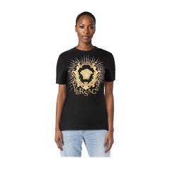Versace Black Logo Embroidered & Crystal Top Size XXS