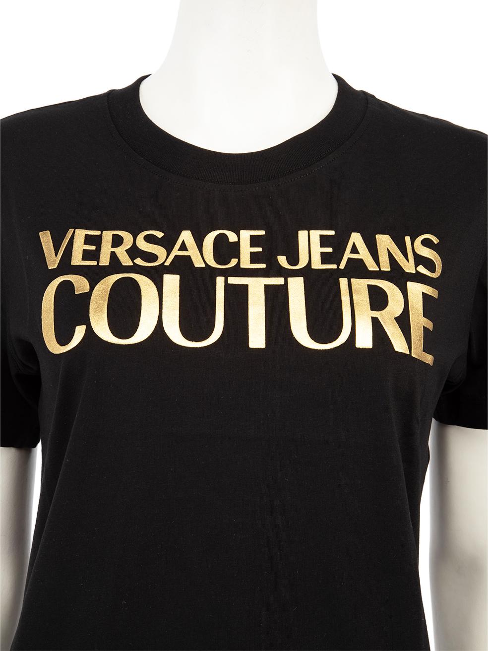 Women's Versace Black Logo T-Shirt Size XS For Sale