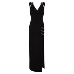 VERSACE BLACK LONG PIN DRESS as seen on GAL GADOT sz IT 38