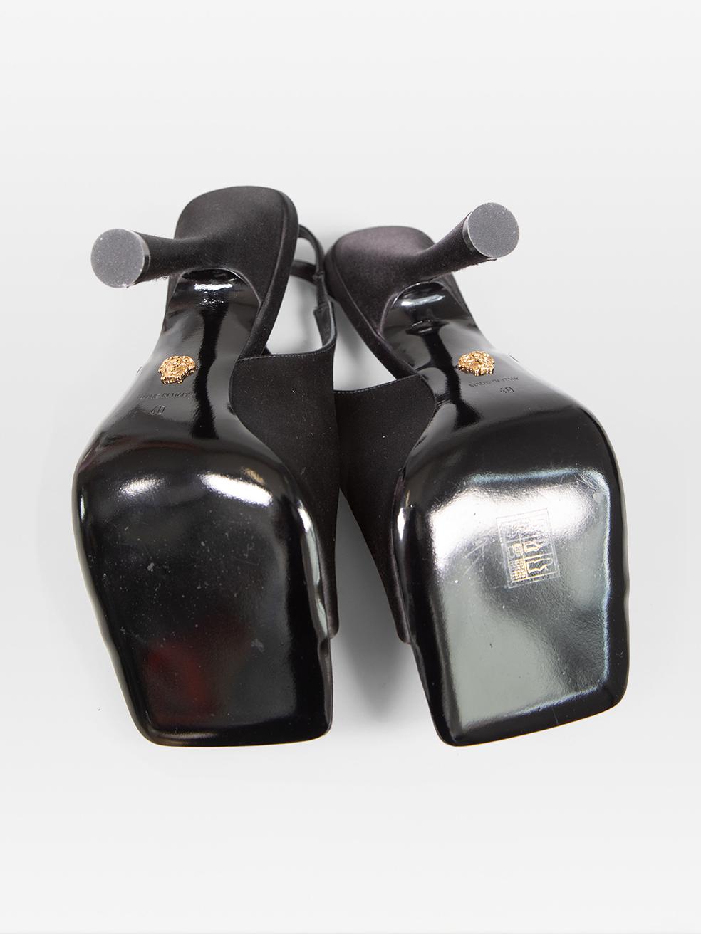 Women's Versace Black Medusa Buckle Sling Back Sandals Size IT 40 For Sale