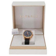 Versace Black Medusa Calf-skin Leather Band Mother Of Pearl Dial-luxury Watch