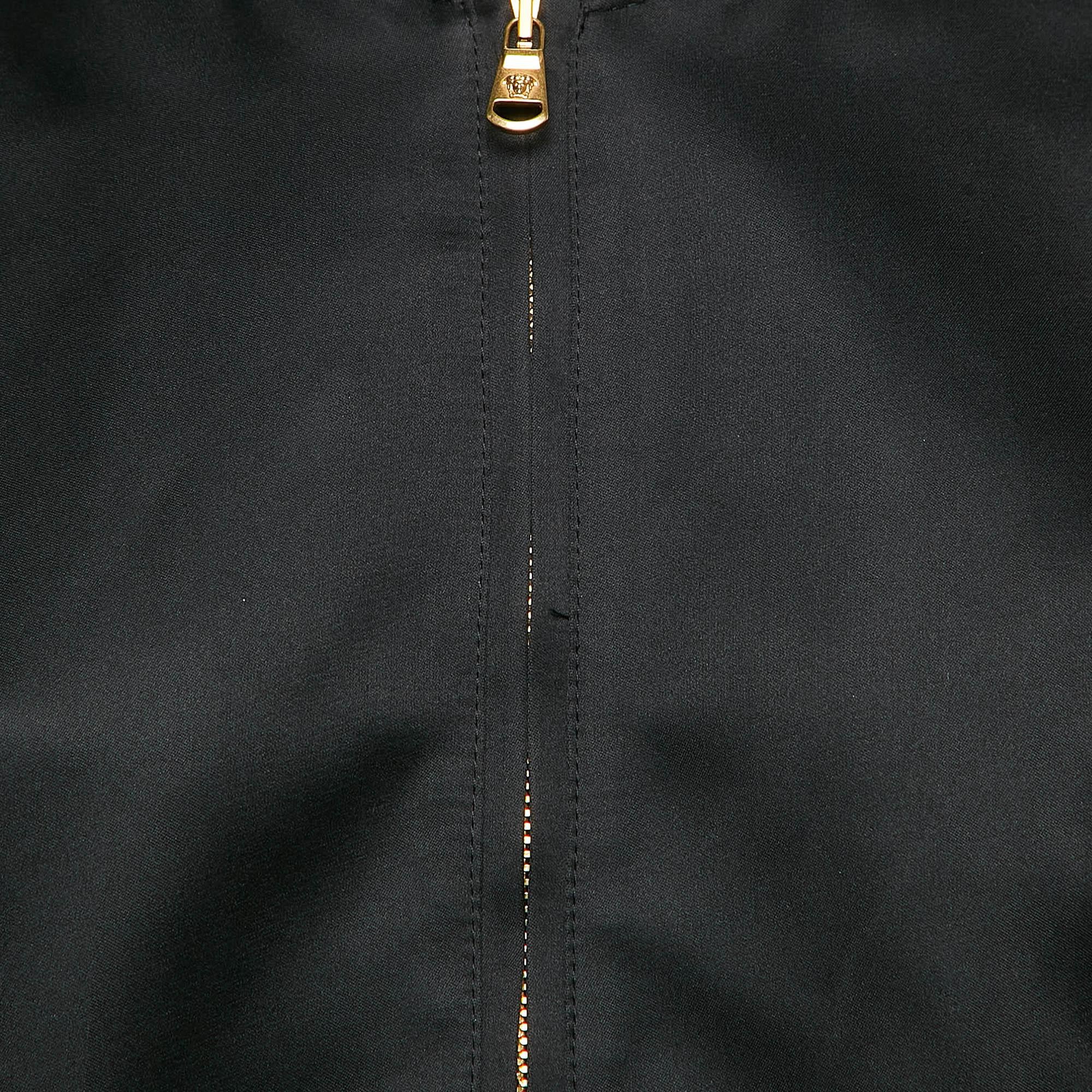Versace Black Medusa Embroidered Satin Bomber Jacket M In Excellent Condition In Dubai, Al Qouz 2