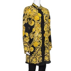 Versace Black Medusa Gold Chain Print Silk Shirt S