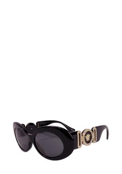 Lunettes de soleil oversize Versace « Black Medusa » avec logo en cristaux