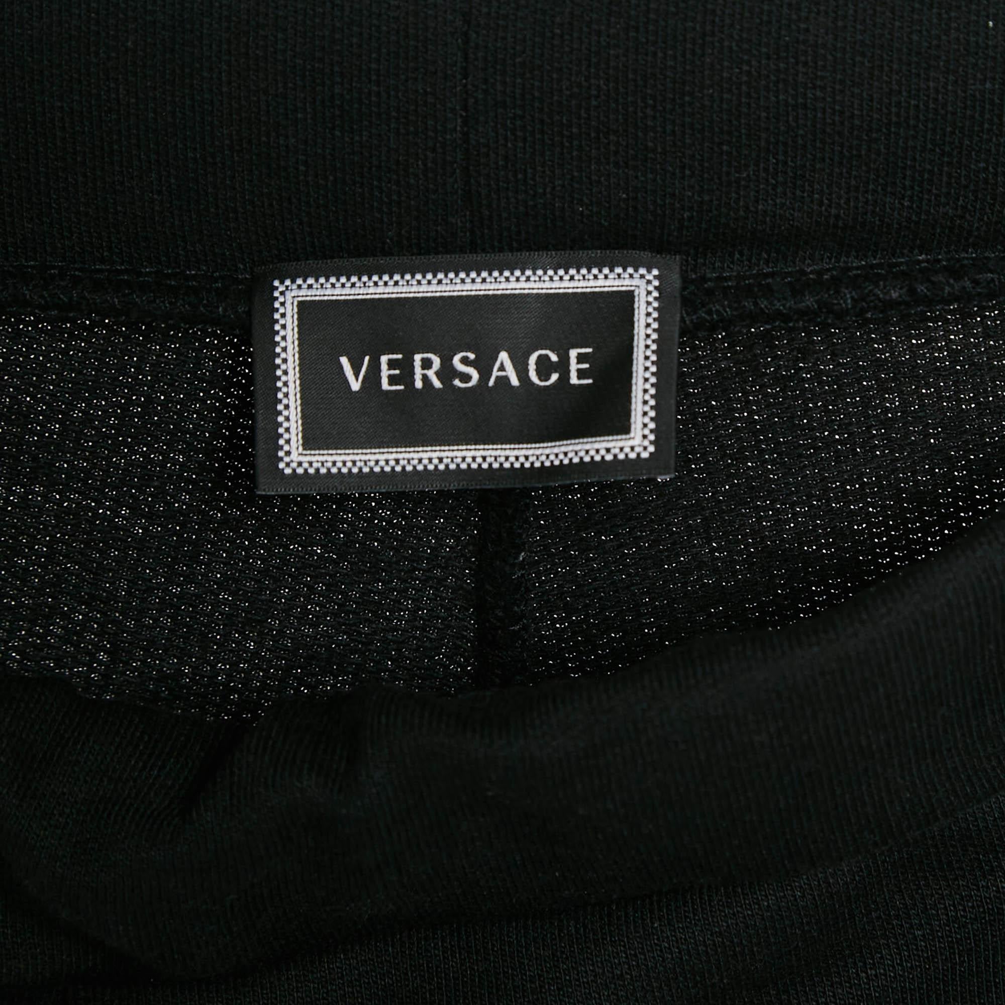 Versace Black Medusa Print Cotton Knit Joggers 14 Yrs For Sale 1