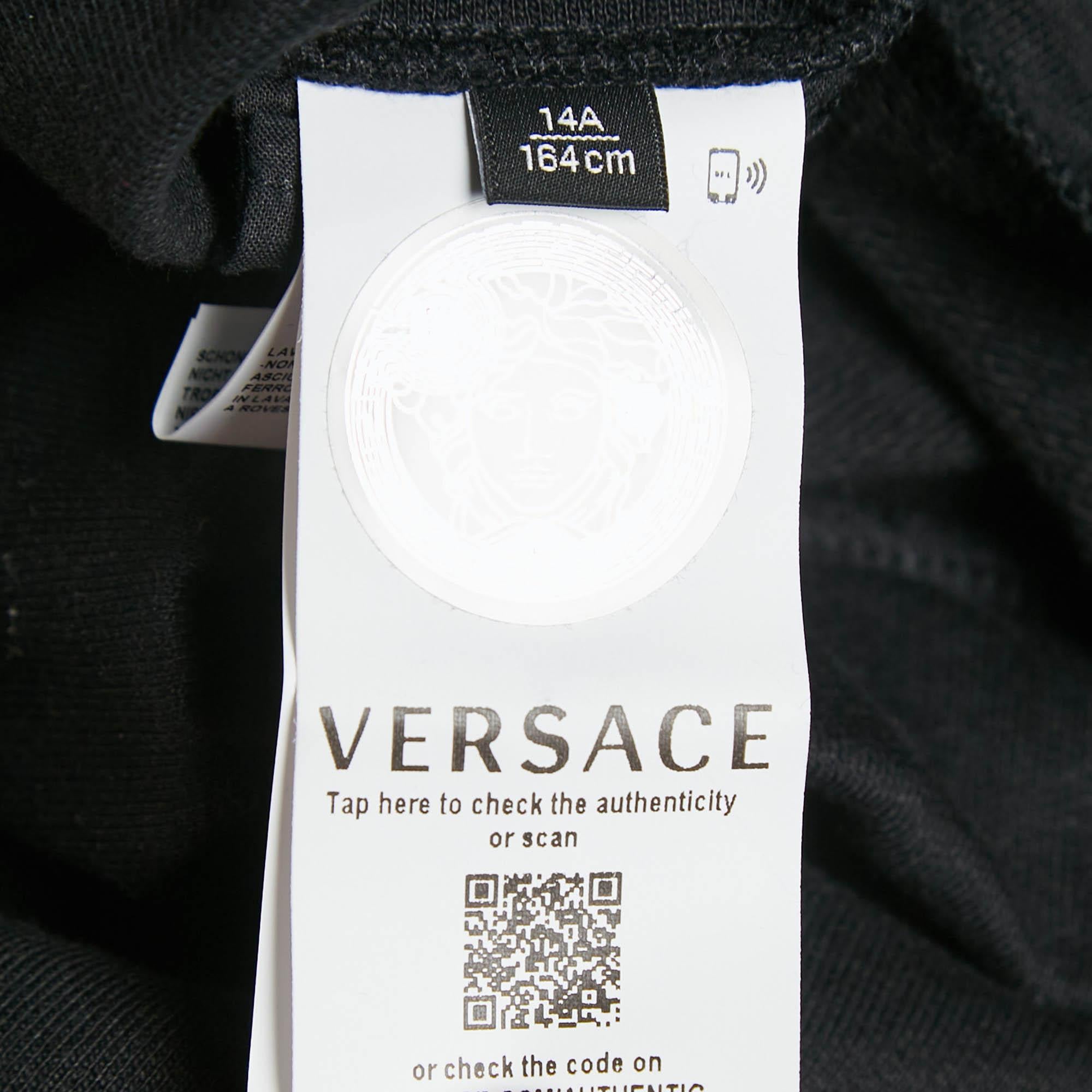 Versace Black Medusa Print Cotton Knit Joggers 14 Yrs For Sale 2