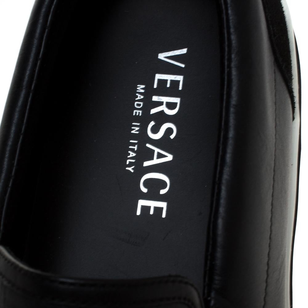 Versace Black Medusa Print Leather Slip On Sneakers Size 43 1