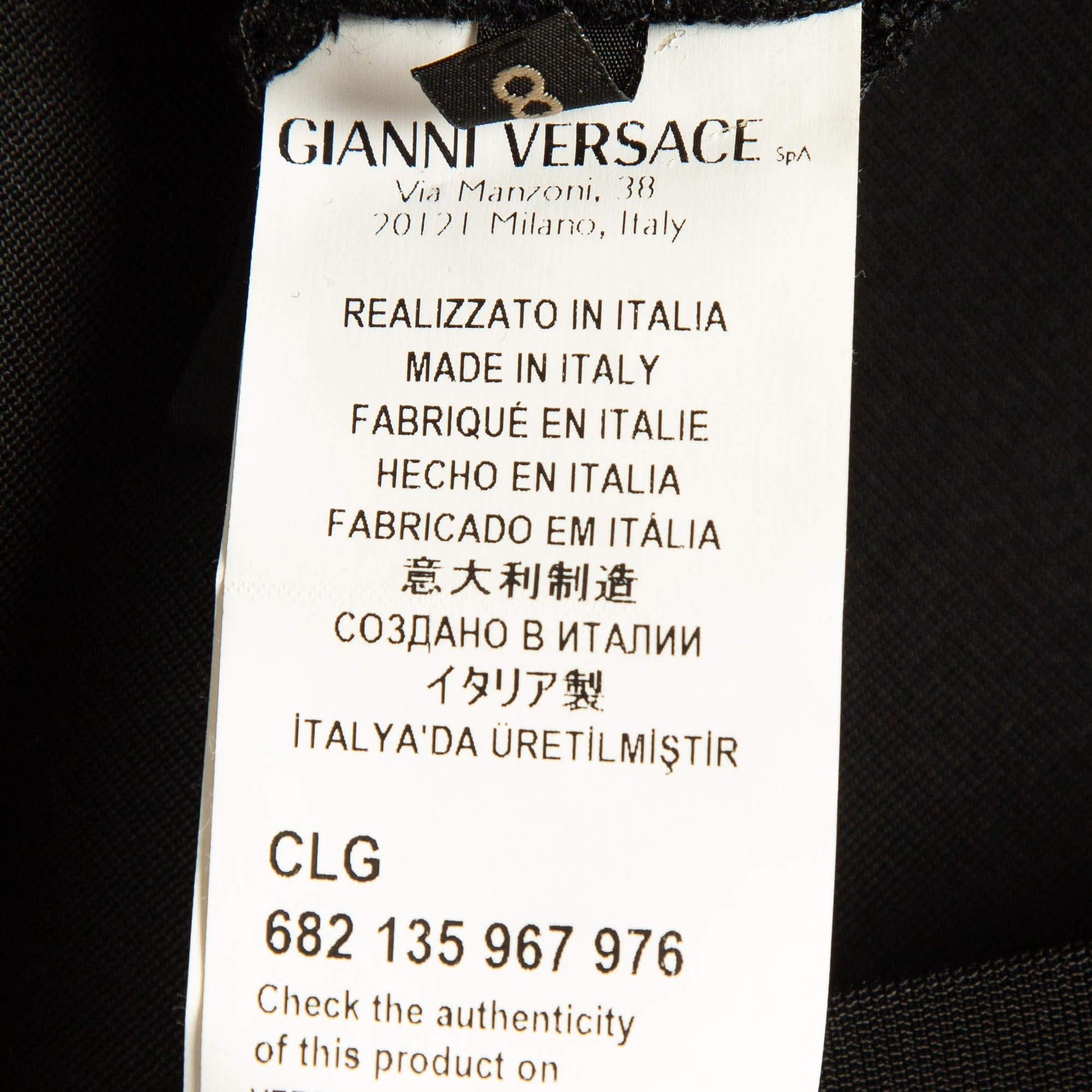 Donna Versace Felpa nera Medussa ricamata in maglia stretch M.