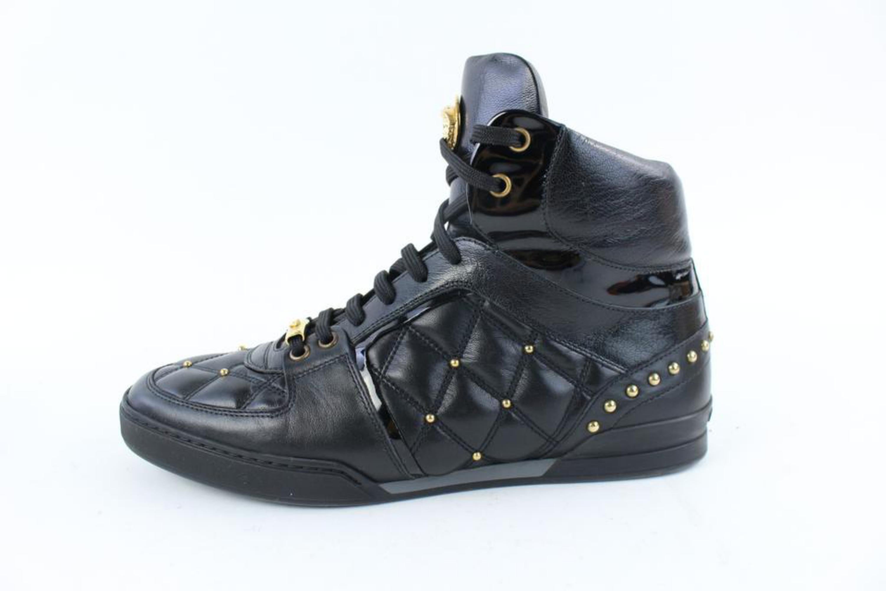 Versace Black (Men 8/Women 10) Quilted Hi Top Medusa Sneaker 19mz0802 Flats For Sale 3