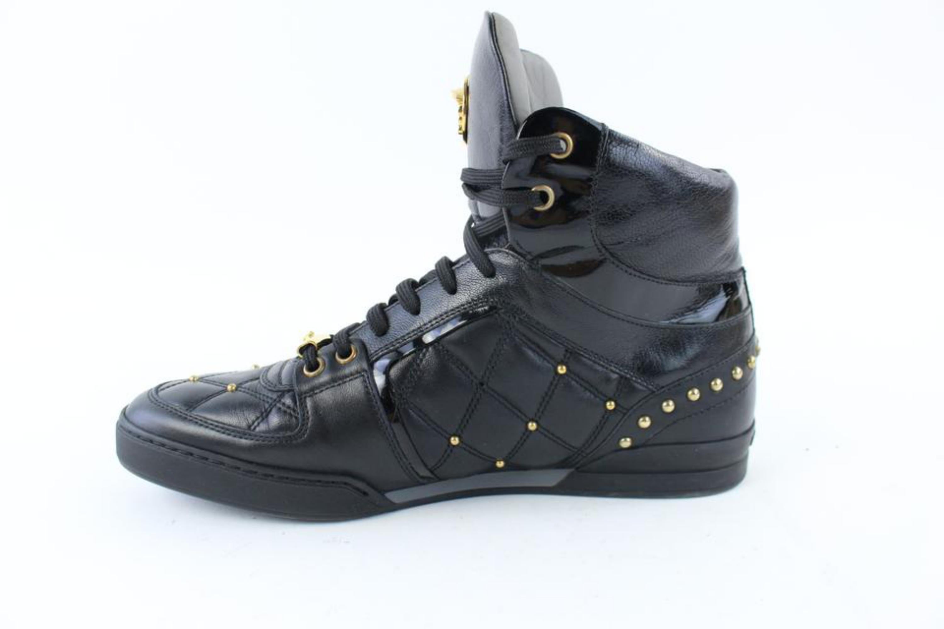 Versace Black (Men 8/Women 10) Quilted Hi Top Medusa Sneaker 19mz0802 Flats For Sale 4