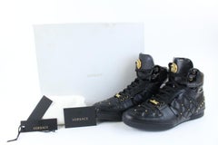 Versace Black (Men 8/Women 10) Quilted Hi Top Medusa Sneaker 19mz0802 Flats