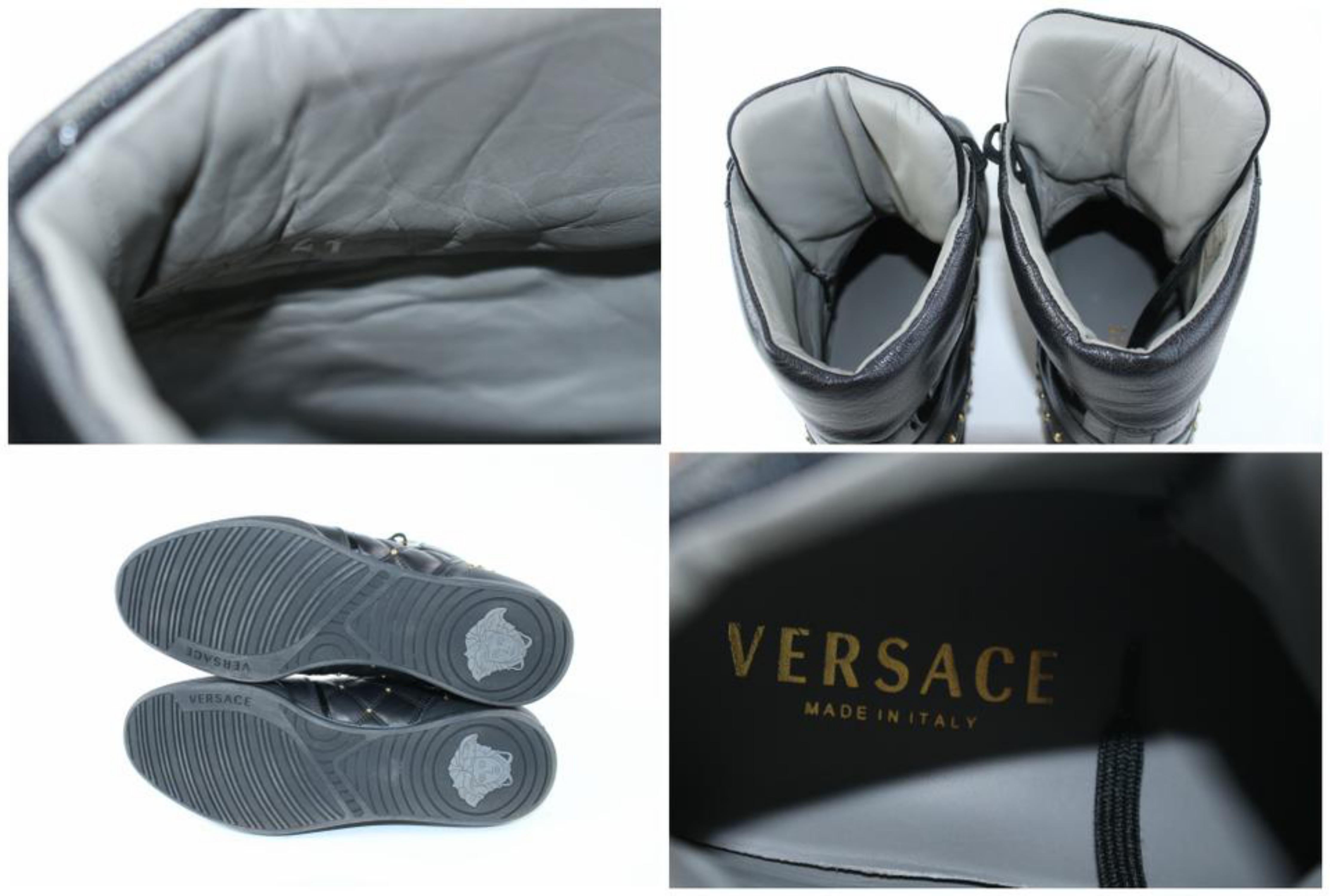 Versace Black (Men 8/Women 10) Quilted Hi Top Medusa Sneaker 19mz0802 Flats For Sale 2