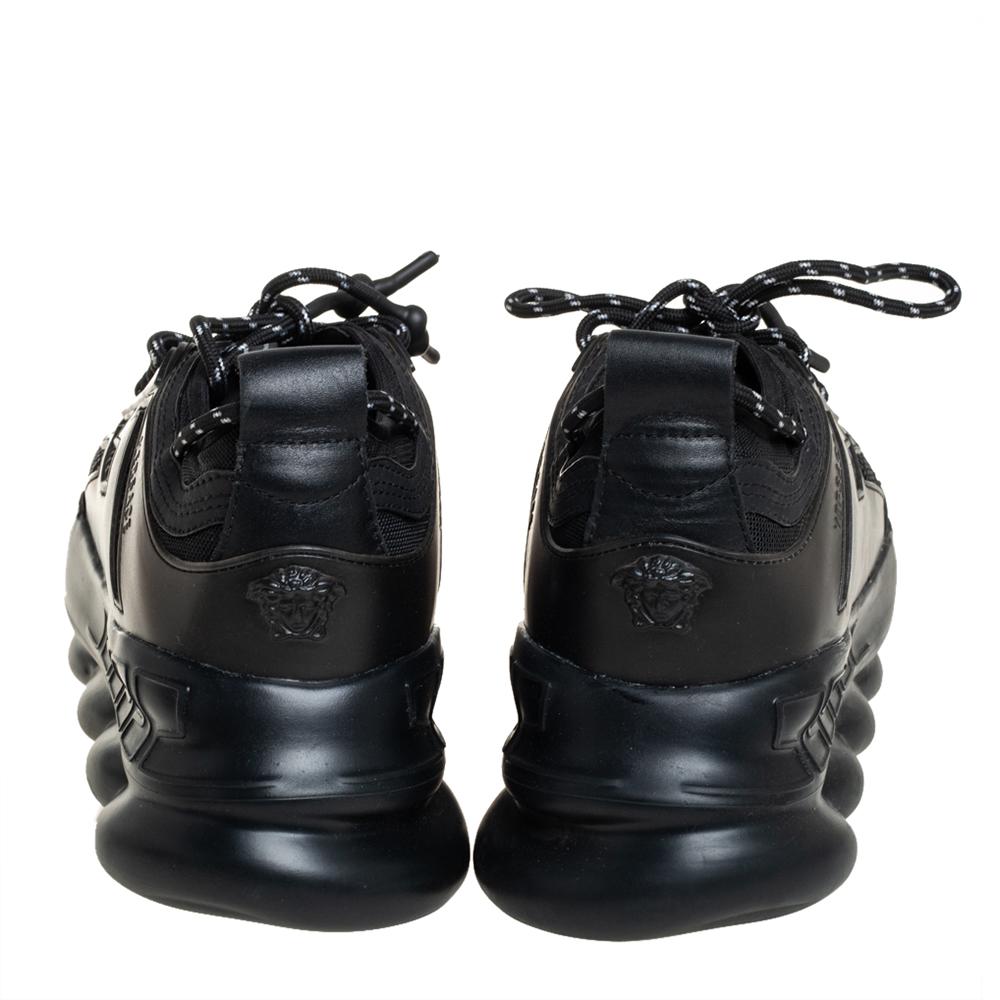 Versace Black Mesh And Leather Chain Reaction Sneakers Size 45 1