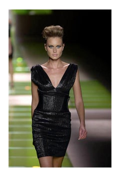 Versace Black Metallic Dress With Hardware 2001