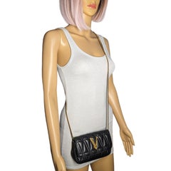 Versace Black Nappa Virtus Mini Crossbody Bag