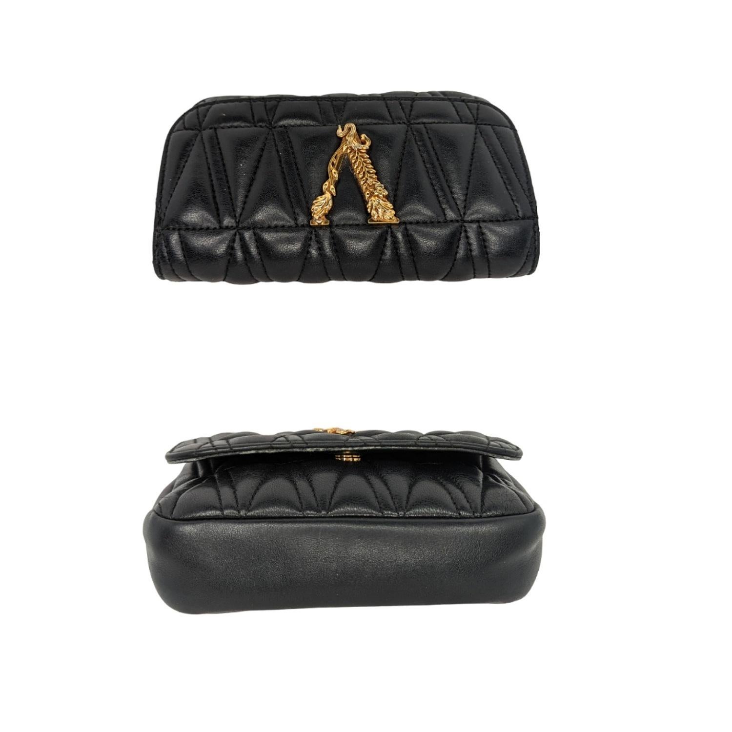 Versace Black Nappa Virtus Mini Crossbody Bag 1