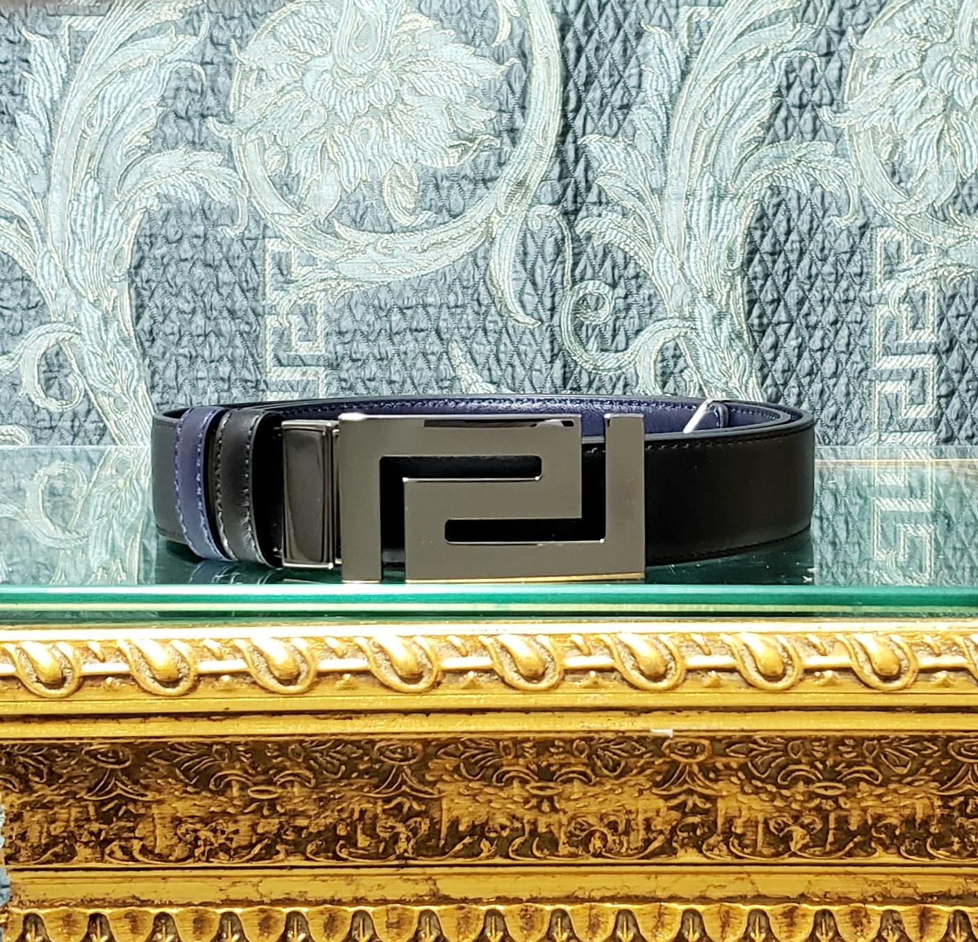 navy blue versace belt