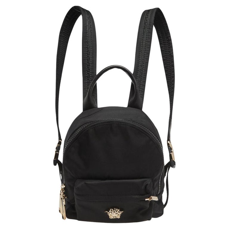 Versace Black Nylon and Leather Trim Mini Medusa Backpack at 1stDibs