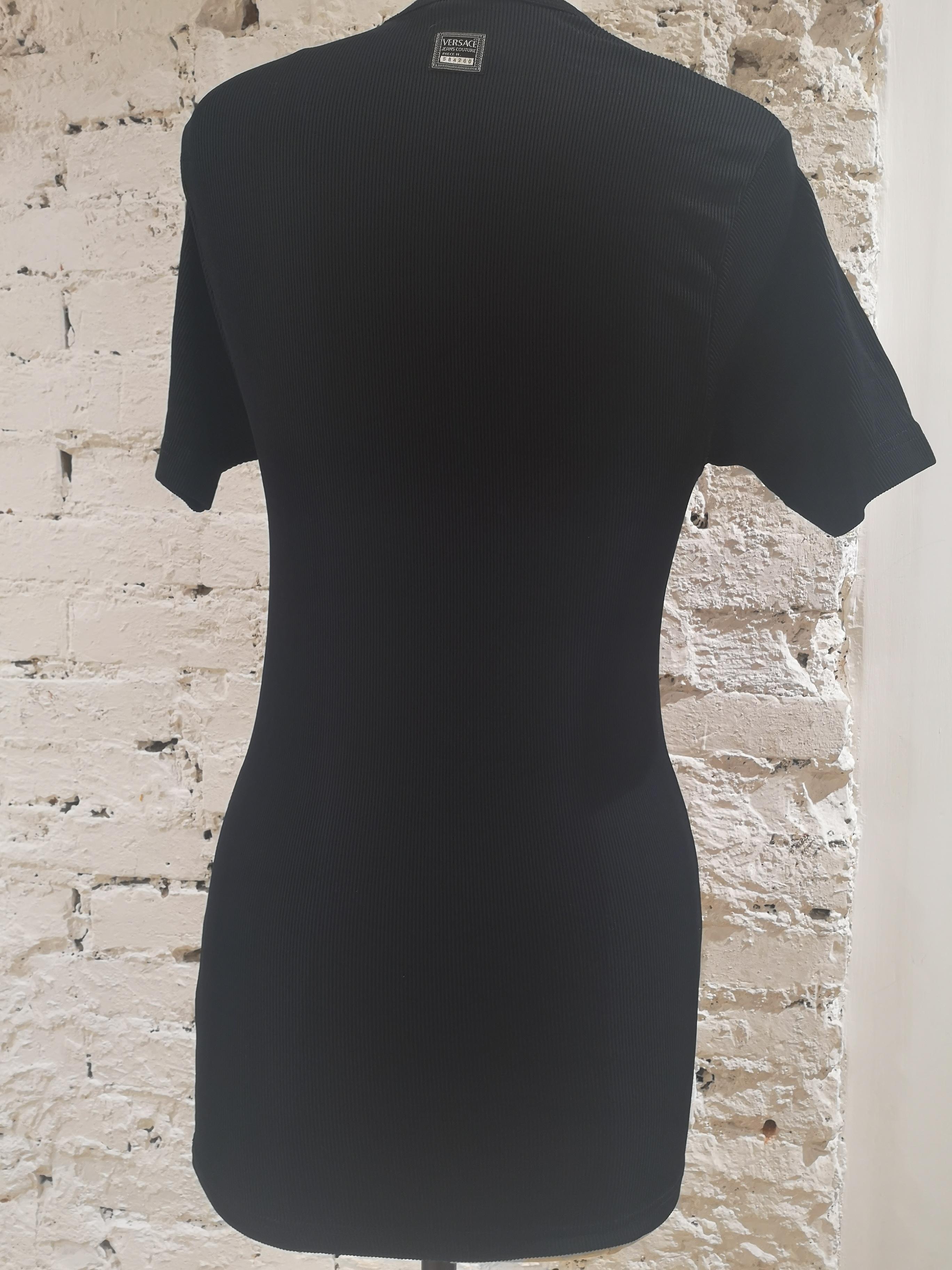 Versace black nylon long t-shirt For Sale 1