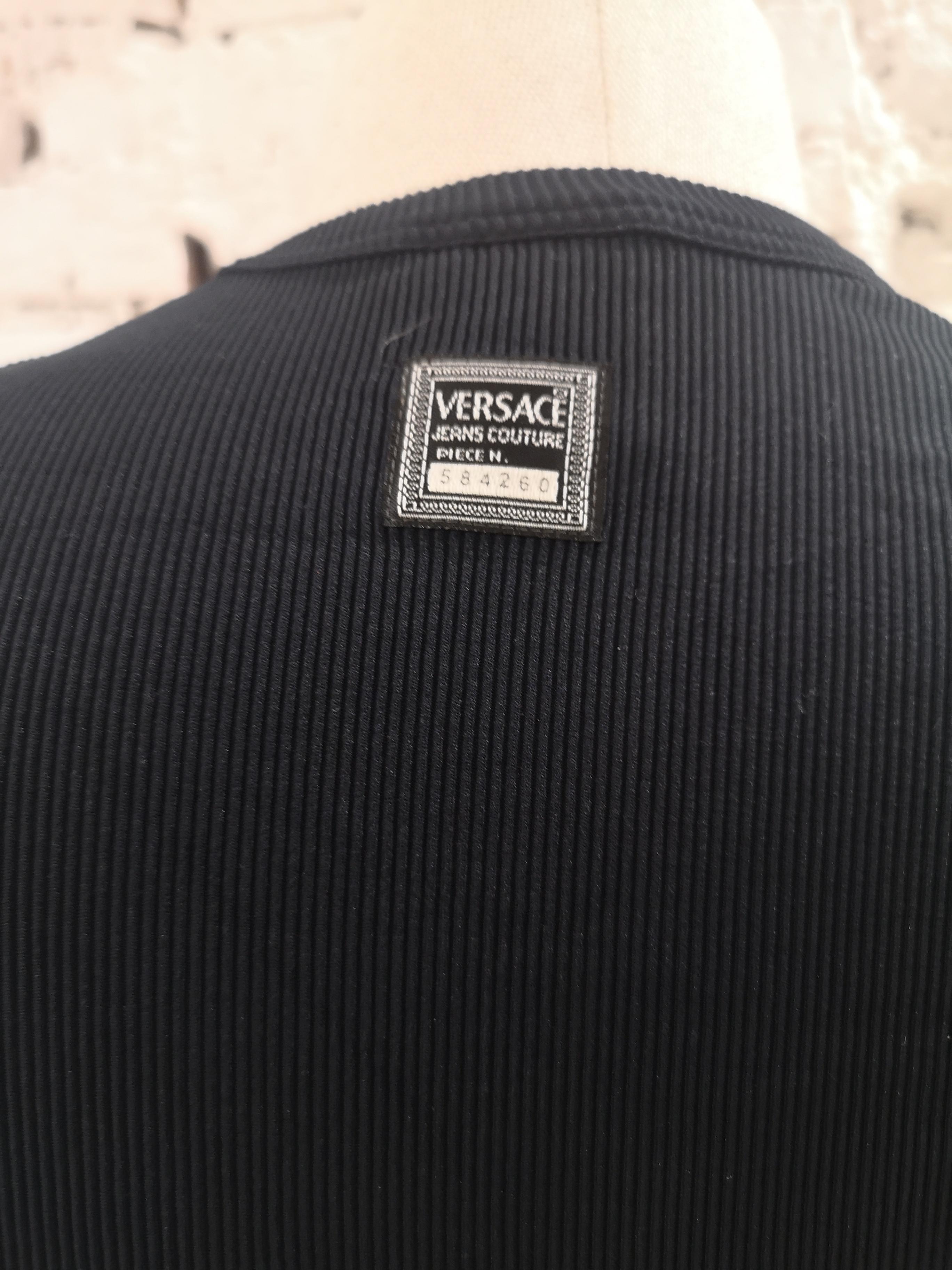Versace black nylon long t-shirt For Sale 2