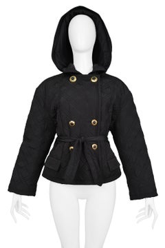 Versace Black Nylon Quilted Jacket With Hood