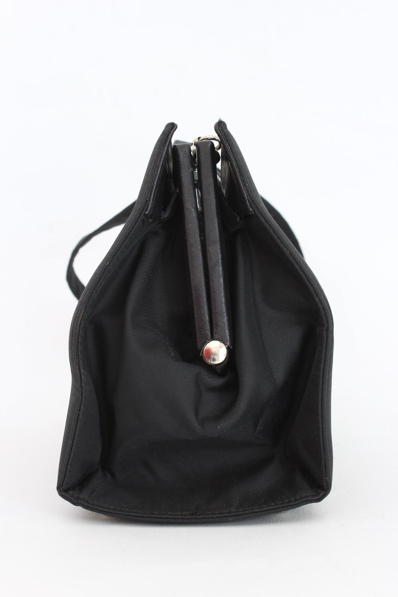 Versace Black Nylon Vintage Shoulder Bag 1980s 2