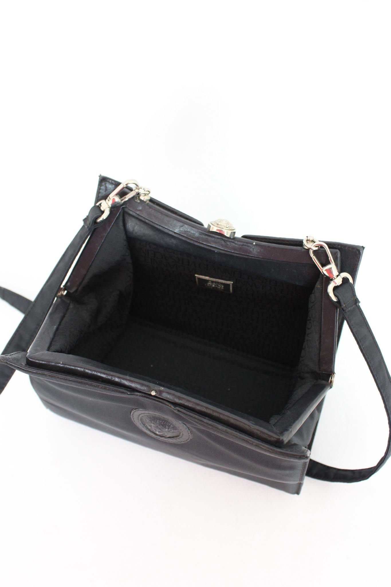 Versace Black Nylon Vintage Shoulder Bag 1980s 4