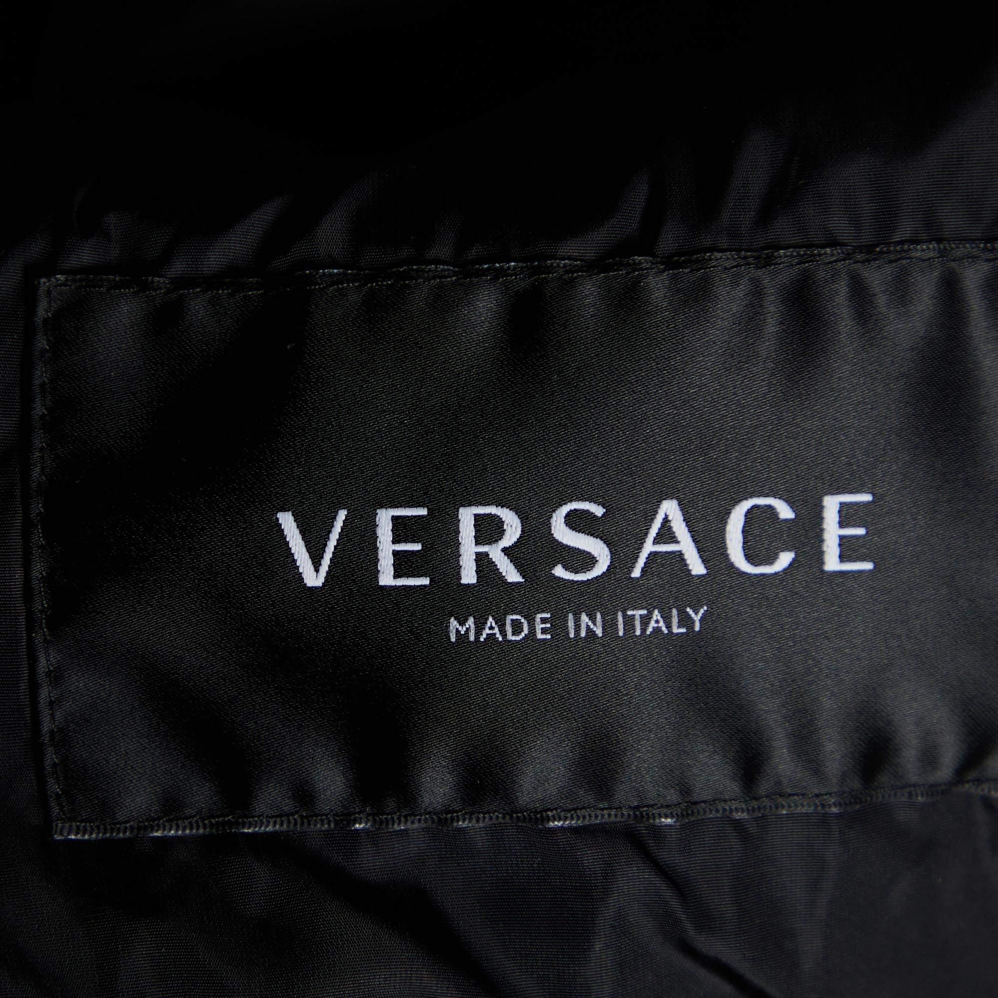 Men's Versace Black Nylon Zip Detail Hooded Jacket M For Sale
