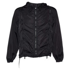 Versace Black Nylon Zip Detail Hooded Jacket M