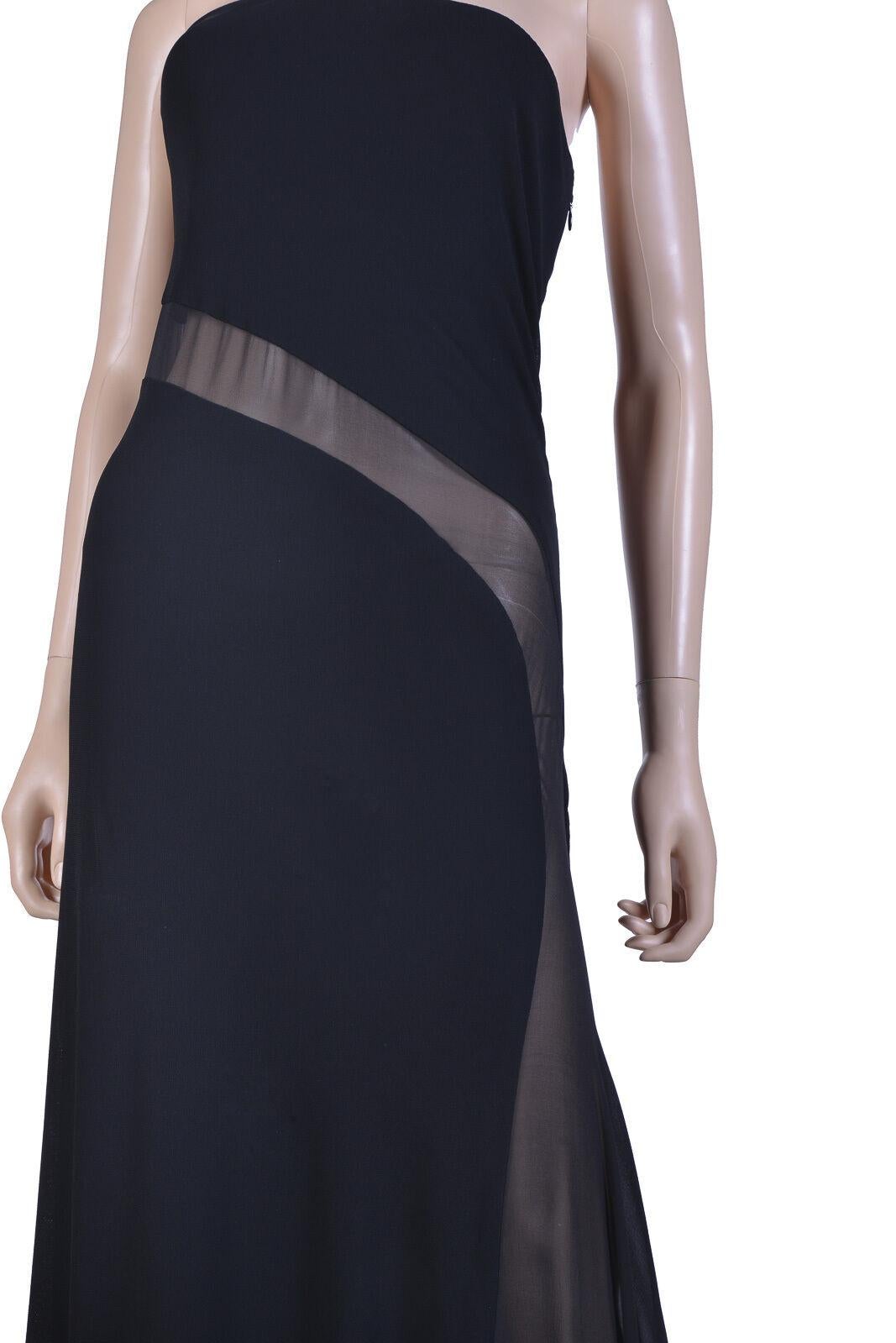 Women's VERSACE BLACK ONE SHOULDER DRESS GOWN W/SHEER CHIFFON INSERT Sz  42 - 6 For Sale