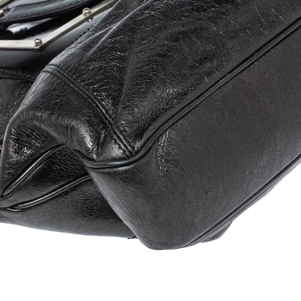 Versace Hit Satchel aus schwarzem Lack und Leder 5