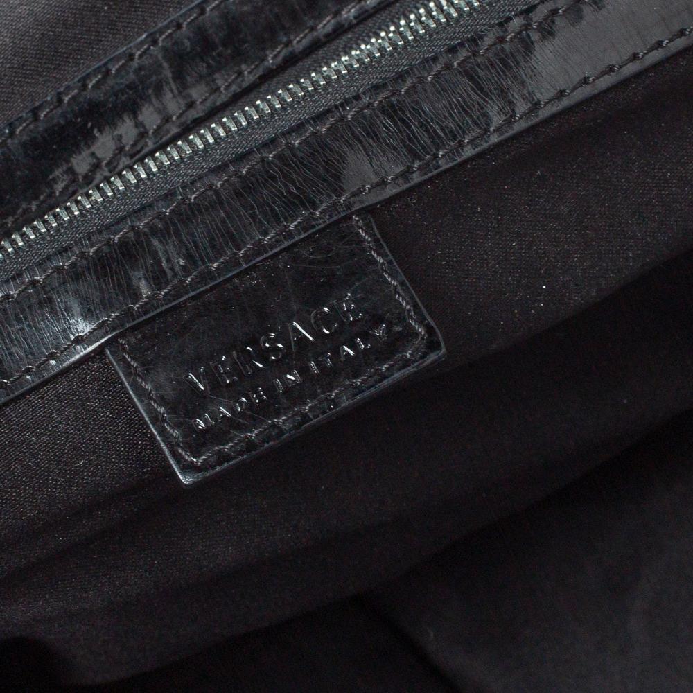 Versace Hit Satchel aus schwarzem Lack und Leder 1