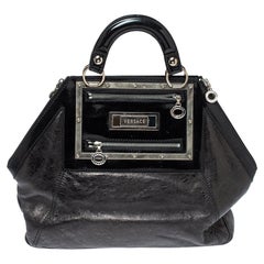 Versace Black Patent And Leather Hit Satchel