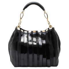 Versace Black Patent and Leather Hobo