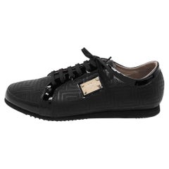 Versace Black Patent and Leather Low Top Sneakers Size 40