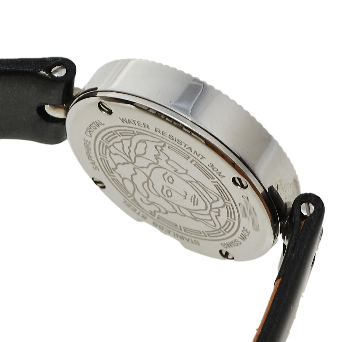 Versace Black Patent Leather Eon Soiree 94Q Women's Wristwatch 27 mm 2