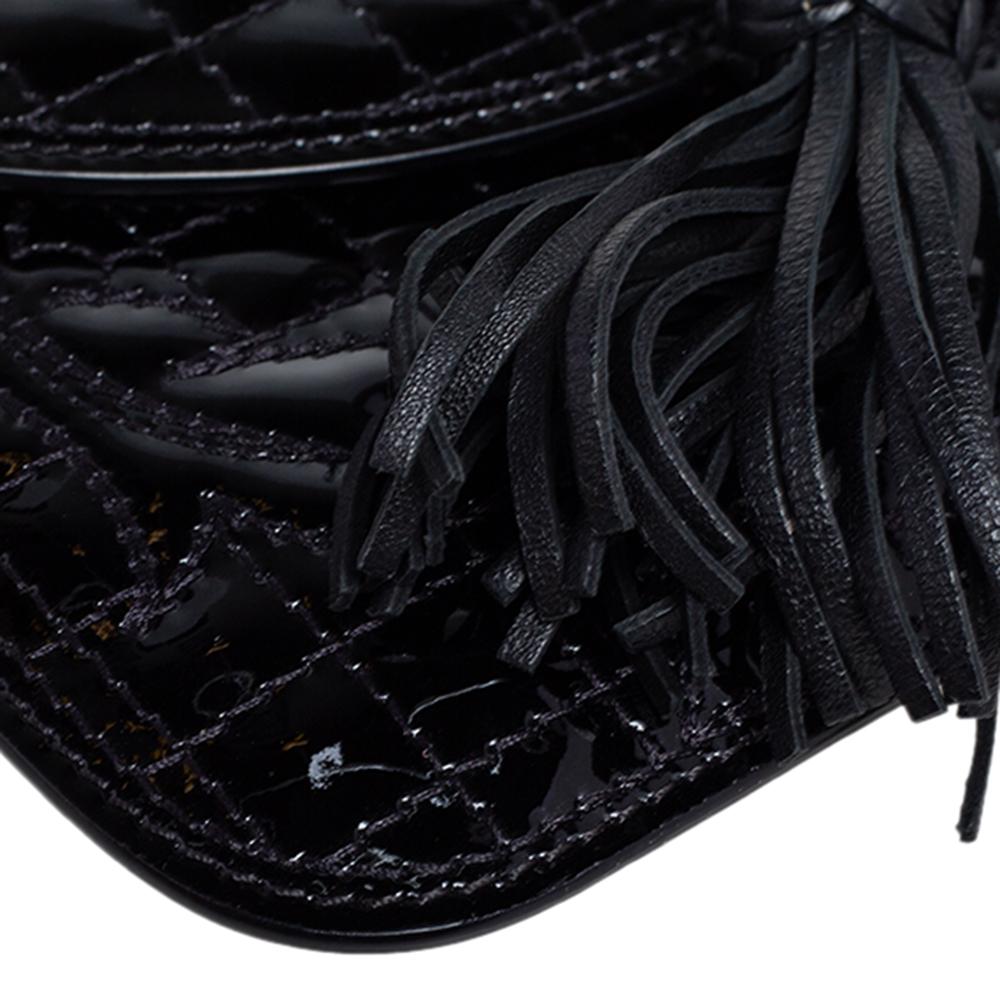 Versace Black Patent Leather Medusa Chain Clutch 6