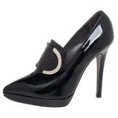 Versace Black Patent Leather Medusa Pointed Toe Pumps Size 38