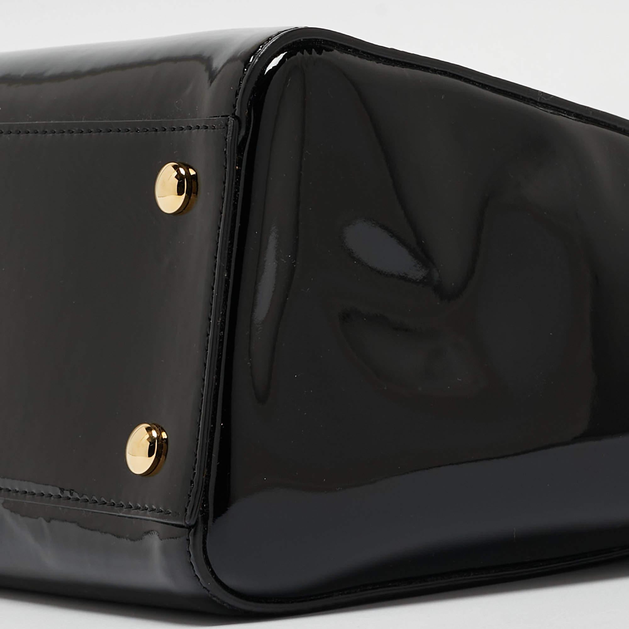 Versace Black Patent Leather Medusa Top Handle Bag 8