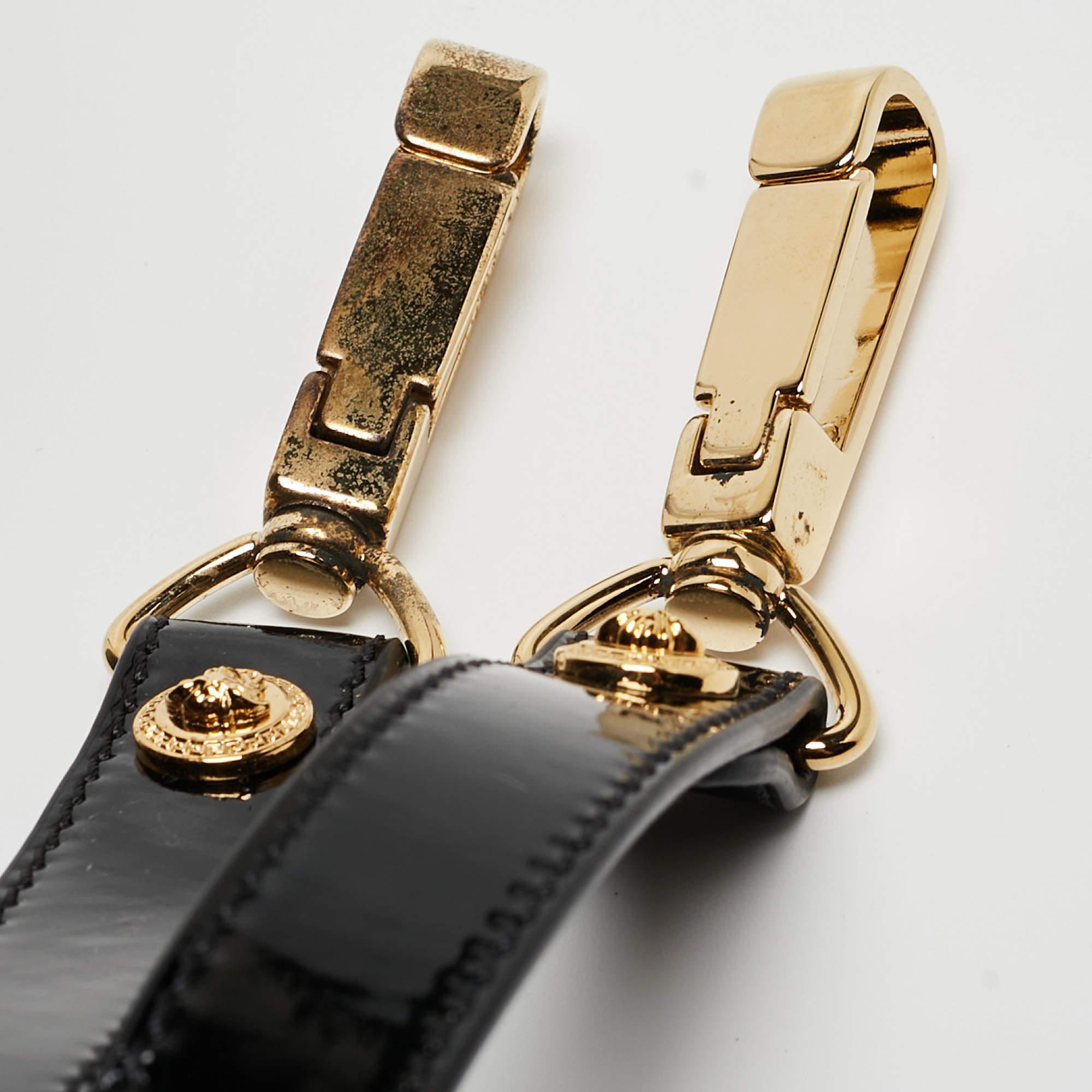 Versace Black Patent Leather Medusa Top Handle Bag 9